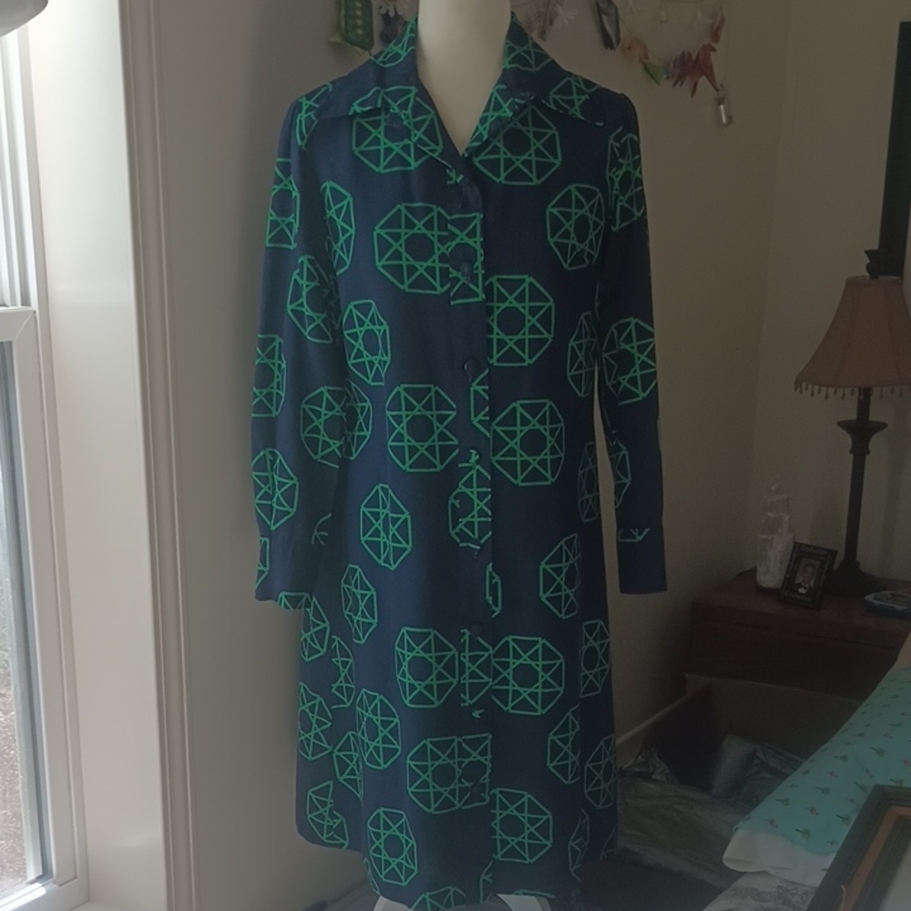 Fun Geometric Long Sleeve Dress